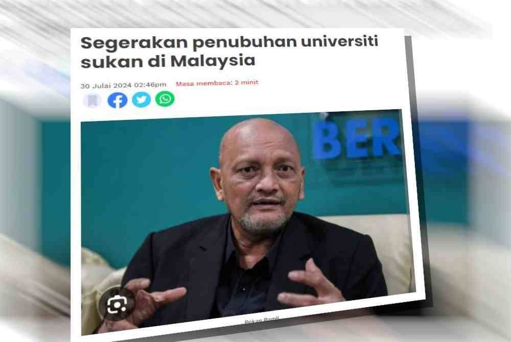 Sebelum ini Pekan dilaporkan berkata, penubuhan universiti sukan di Malaysia boleh dilakukan tanpa mewujudkan institusi pengajian tinggi yang baharu, sebaliknya menaik taraf sekolah-sekolah sukan sedia ada bagi tujuan itu.