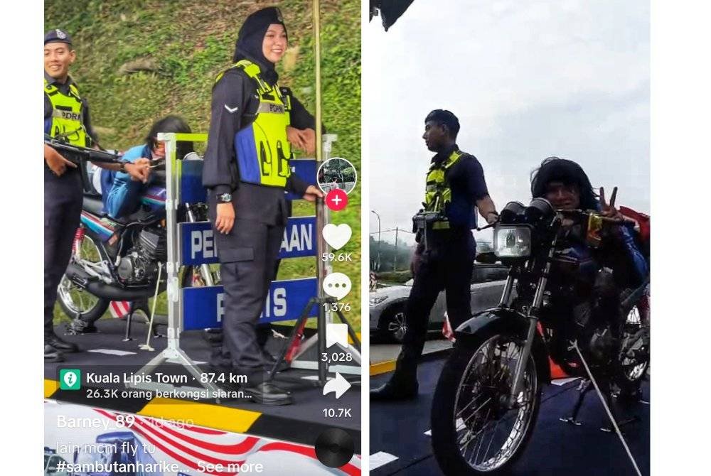 Antara tangkap layar yang dimuatnaik oleh seorang pengguna barneyyy_89 memaparkan aksi terbang ala Superman menggunakan RXZ yang tular di platform TikTok.