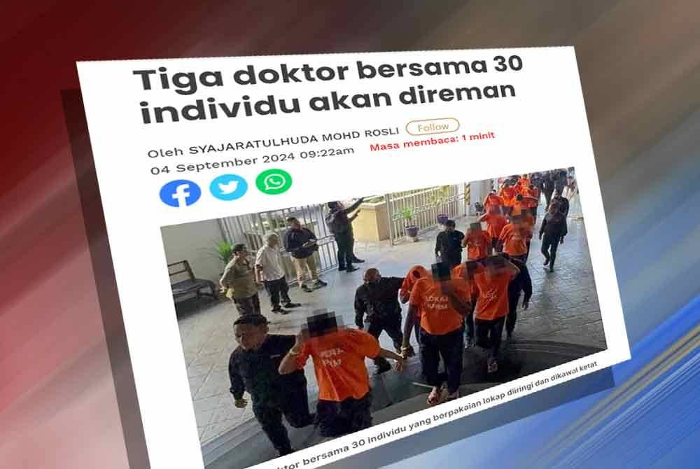 Tiga doktor antara 32 individu yang ditahan di Pulau Pinang bagi membantu siasatan berhubung kartel yang dikatakan telah memalsukan tuntutan hilang upaya Perkeso.