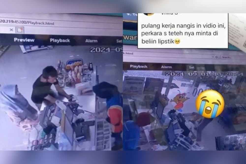 Insiden itu dirakamkan CCTV pasar raya mini tersebut dan menjadi tular. Foto Agensi