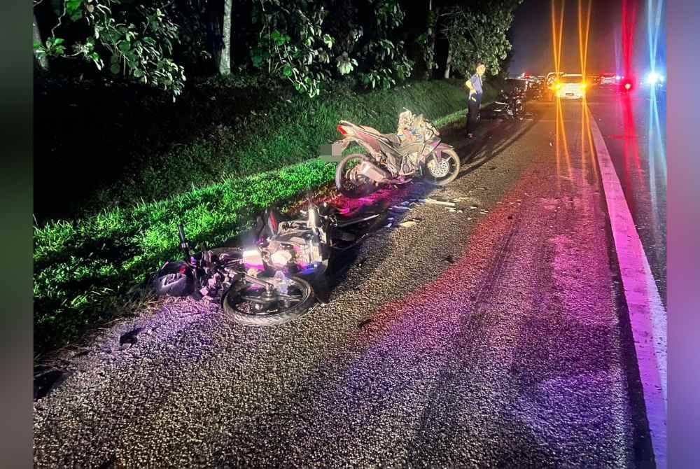 Keadaan motosikal yang terlibat dalam kemalangan berkenaan. Foto IPD Batu Pahat