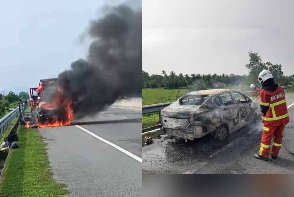 Video tular memaparkan kereta yang dinaiki Zuraidi terbakar dalam kejadian di Kilometer 15.7 Lebuh Raya Rakyat.