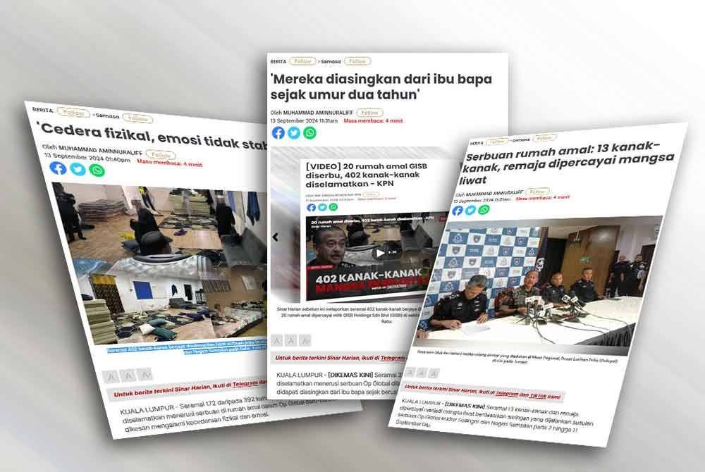 Sinar Harian sebelum ini melaporkan seramai 402 kanak-kanak berjaya diselamatkan hasil serbuan polis ke atas 20 rumah amal di sekitar Selangor dan Negeri Sembilan pada Rabu.