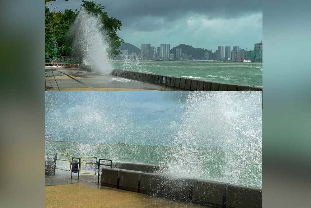 Angin kencang menyebabkan ombak besar di pantai di Pulau Pinang termasuk di Padang Kota Lama. Tembok penahan ombak di sepanjang Padang Kota Lama kukuh dan selamat.