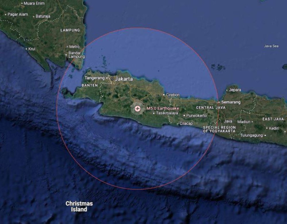 Gempa bumi berukuran 4.9 skala Richter melanda Kabupaten Bandung, Jawa Barat pada 9.41 pagi waktu tempatan, Rabu. Foto BMKG