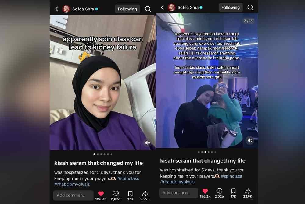 Tangkap layar hantaran Sofea Shra di TikTok.