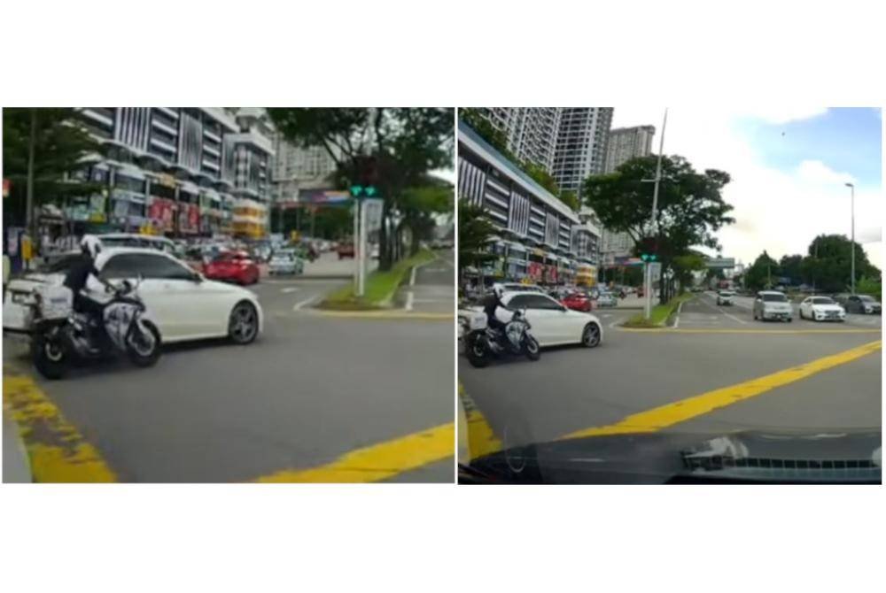 Tangkap layar daripada video tular menunjukkan kejadian langgar lari membabitkan anggota URB dan sebuah kereta di Jalan Gombak, berhampiran KL Traders Square, Kuala Lumpur pada Rabu.