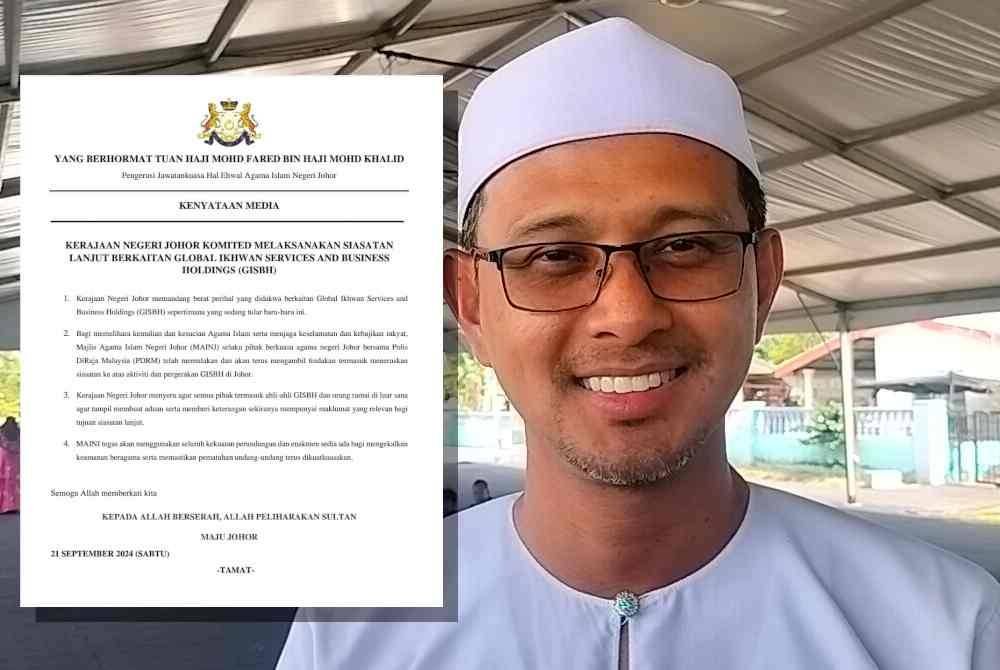 Mohd Fared. Kenyataan dikeluarkan Exco Hal Ehwal Agama Islam Johor yang memaklumkan siasatan menyeluruh terhadap operasi pertubuhan GISB Holdings Sdn Bhd (GISBH) di negeri ini telah dimulakan Majlis Agama Islam Negeri Johor (MAINJ).