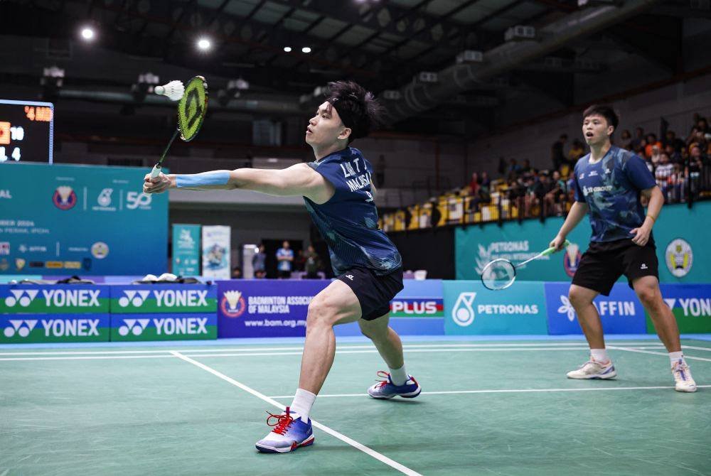 Tze Jian-Tien Ci ketika beraksi menentang Solomon-Julius pada Kejohanan Badminton Cabaran Antarabangsa Petronas Malaysia 2024.