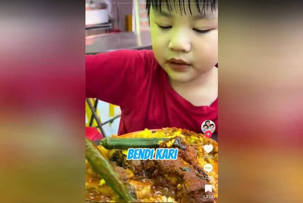 Tular video di aplikasi TikTok yang memaparkan gelagat kanak-kanak berbangsa Cina menikmati nasi kandar dengan penuh menyelerakan.