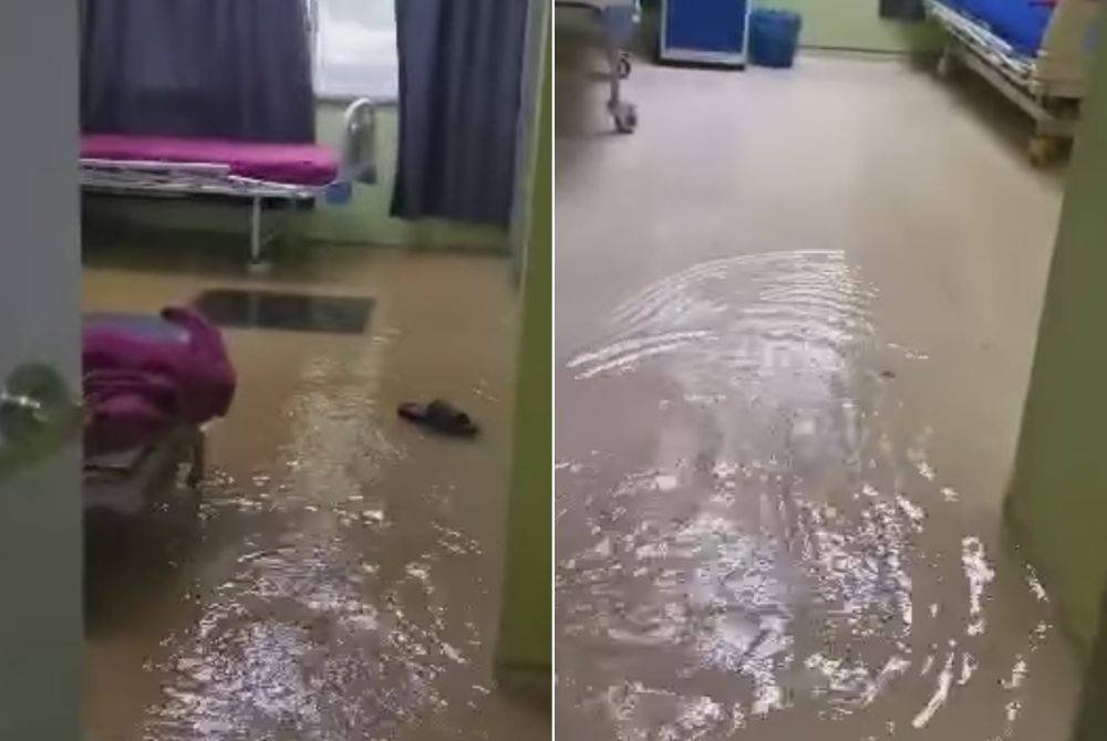 Keadaan pusat jagaan warga emas, Bait Al Mawaddah dilanda banjir kilat pada Rabu.