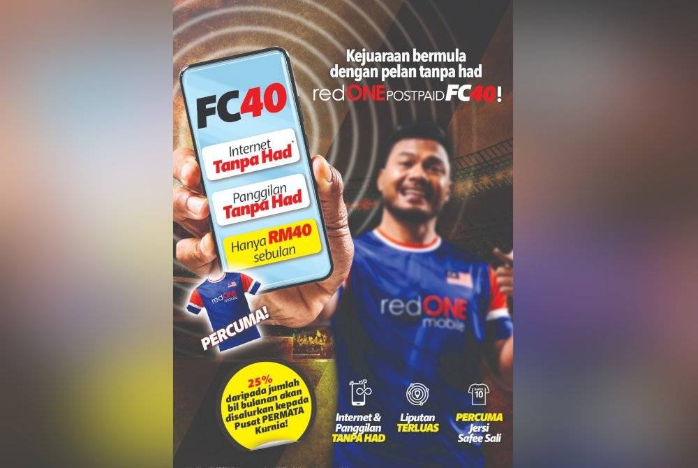 Sebanyak 25 peratus daripada jumlah bil bulanan untuk setiap langganan pelan redONE Postpaid FC40 akan disalurkan kepada Pusat Permata Kurnia.