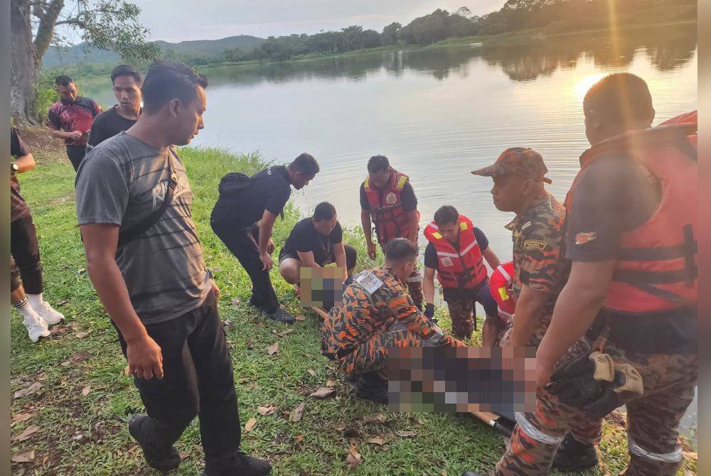 Seorang wanita ditemukan lemas di Taman Tasik YDP Slim River pada petang Rabu. Foto Pasukan Bomba Sukarela SlimVillage