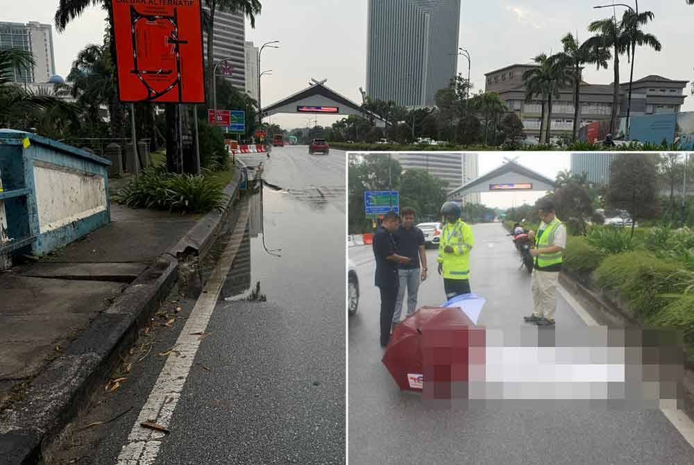 Mangsa yang menunggang motosikal maut di lokasi kejadian dipercayai cuba mengelak lopak air di Persiaran Sultan, Shah Alam pada Rabu.