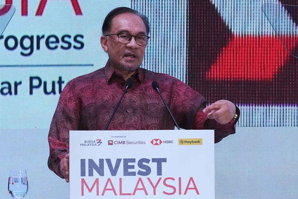 Anwar ketika menyampaikan ucaptama pada Invest Malaysia Iskandar 2024 hari ini.- Foto: Bernama