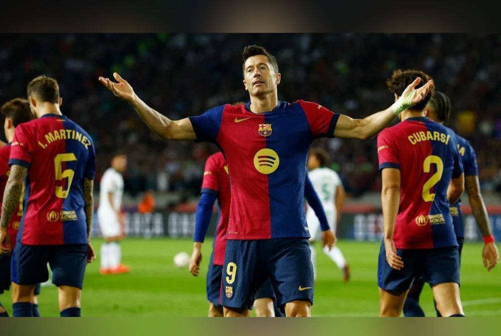 Lewandowski meledak gol buat Barcelona. Foto Agensi