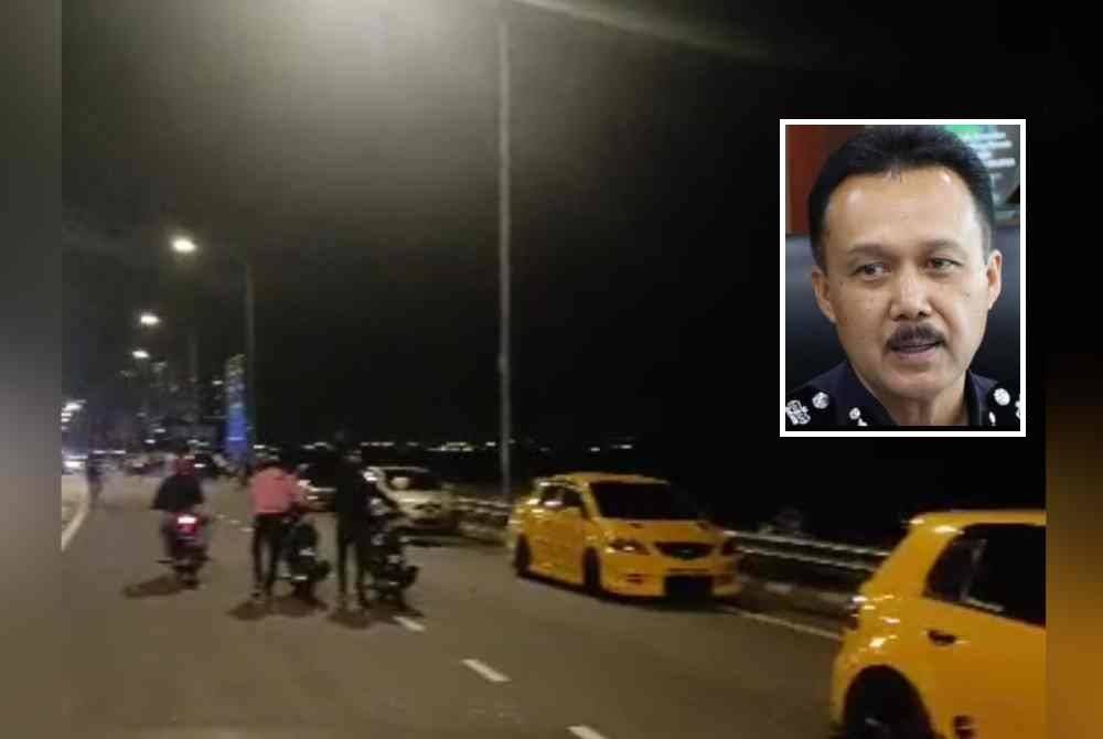 Antara penunggang motosikal yang dikesan melakukan aksi berbahaya di Lebuhraya Tun Dr Lim Chong Eu, Balik Pulau, pada Sabtu. Gambar kecil: Mohd Yusri