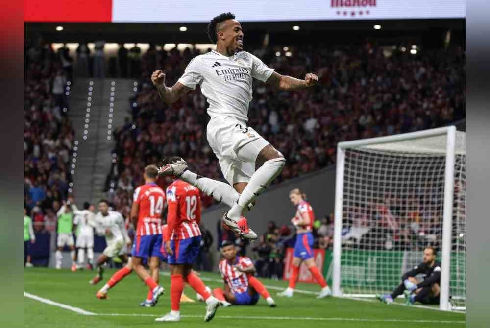 Militao antara penyumbang gol ketika aksi Real Madrid menentang Atletico. Foto Agensi