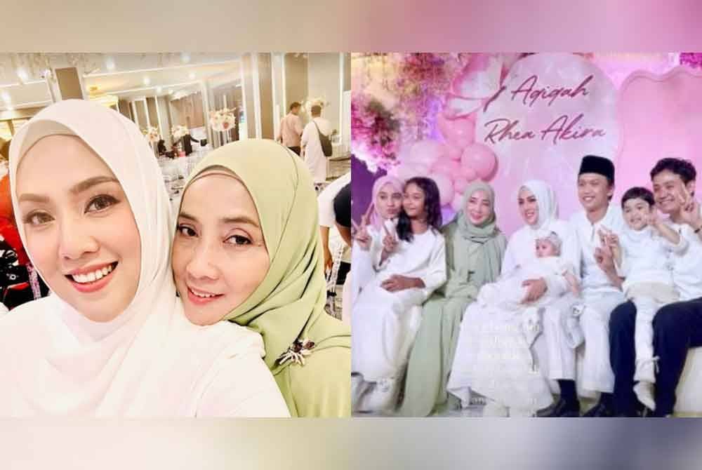 Selain Fauziah, Syada dan Syahir turut hadir majlis akikah anak kedua Shila, Rhea Akira pada Sabtu lalu.