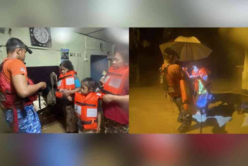  Mangsa yang terperangkap dalam banjir dipindahkan ke lokasi selamat. Foto Facebook APM Daerah Sik