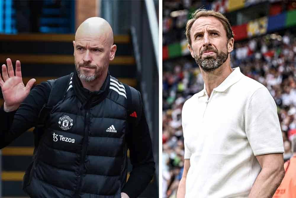 Southgate (kanan) sekali lagi dikaitkan dengan United sekiranya Ten Hag dipecat. Foto Agensi