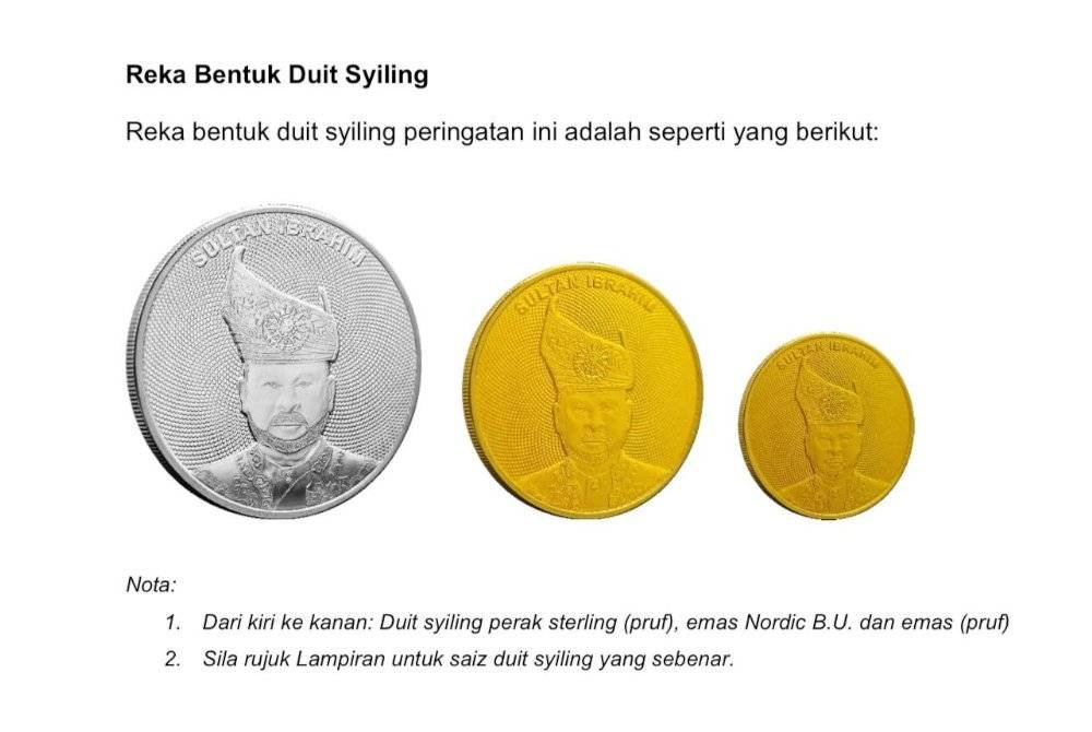 Bahagian hadapan reka bentuk duit syiling peringatan.