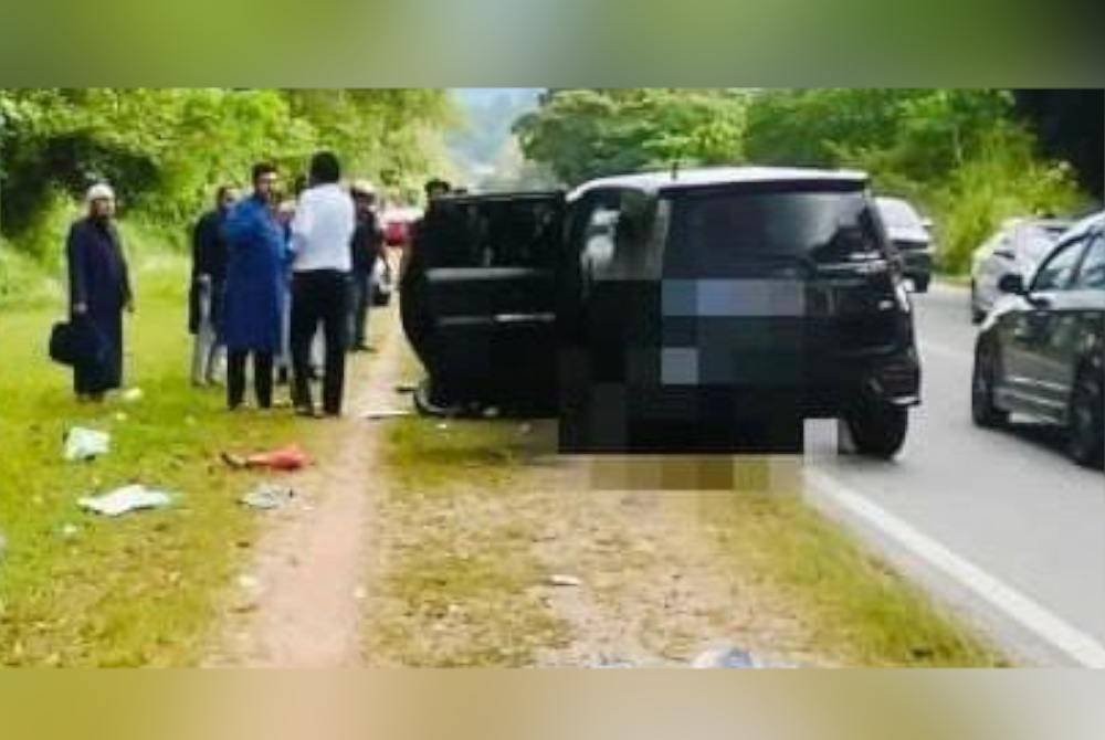 Gambar kejadian kemalangan di Jalan Kuala Lumpur - Ipoh, Serendah, di sini, tular di media sosial.