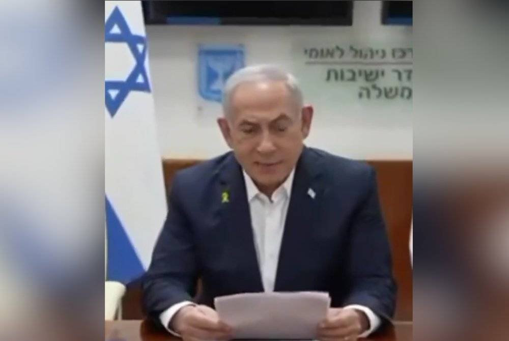 Rakaman video tular menunjukkan tangan Netanyahu terketar-ketar semasa berucap di televisyen mengenai ancaman terhadap Iran. Foto Agensi