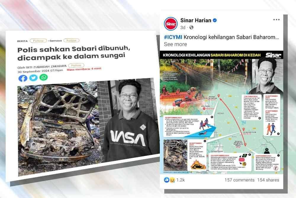 Laporan Sinar Harian. Kronologi kehilangan Sabari