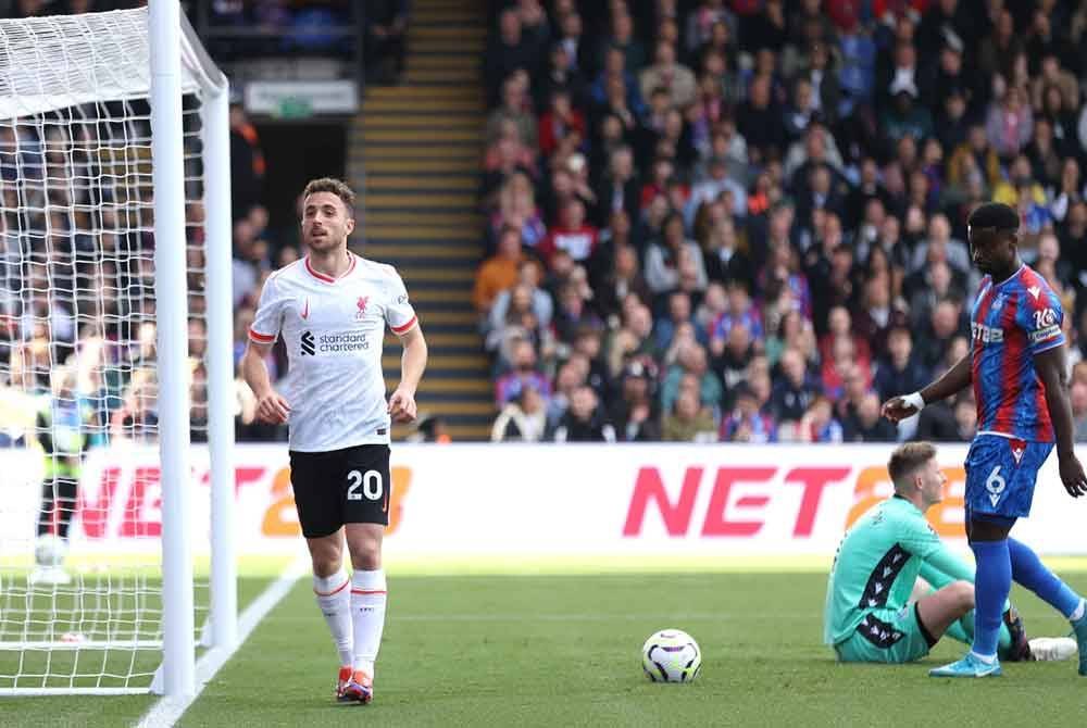 Jota inspirasi tiga mata Liverpool di Selhurst Park pada Sabtu. Foto: Agensi