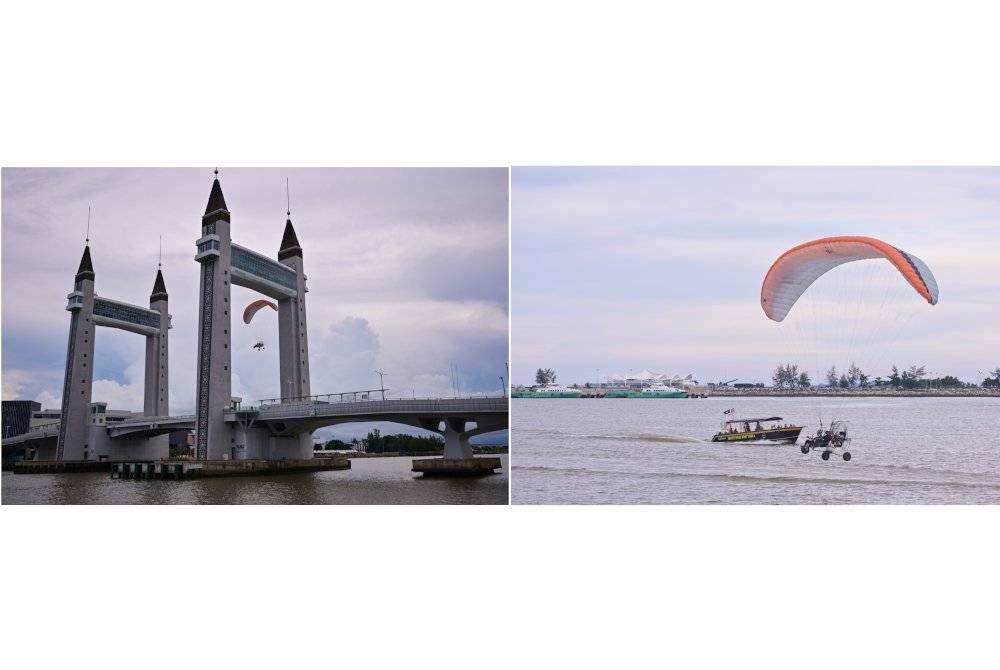 Pemandangan indah di sekitar Dataran Drawbridge ketika Terengganu International Paramotor Challenge berlangsung.