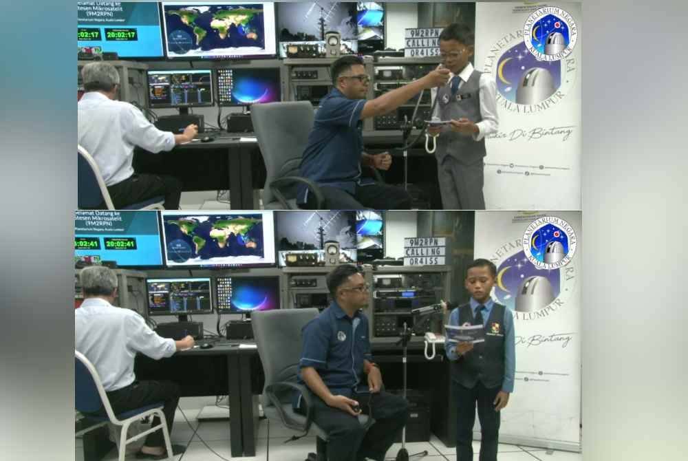 Keratan video murid SK Hisamuddin Alam Shah berkomunikasi secara langsung dengan Angkasawan wanita Aeronautik dan Angkasa Lepas Kebangsaan (NASA), Kapten Sunita Williams. Foto Facebook Planetarium Negara