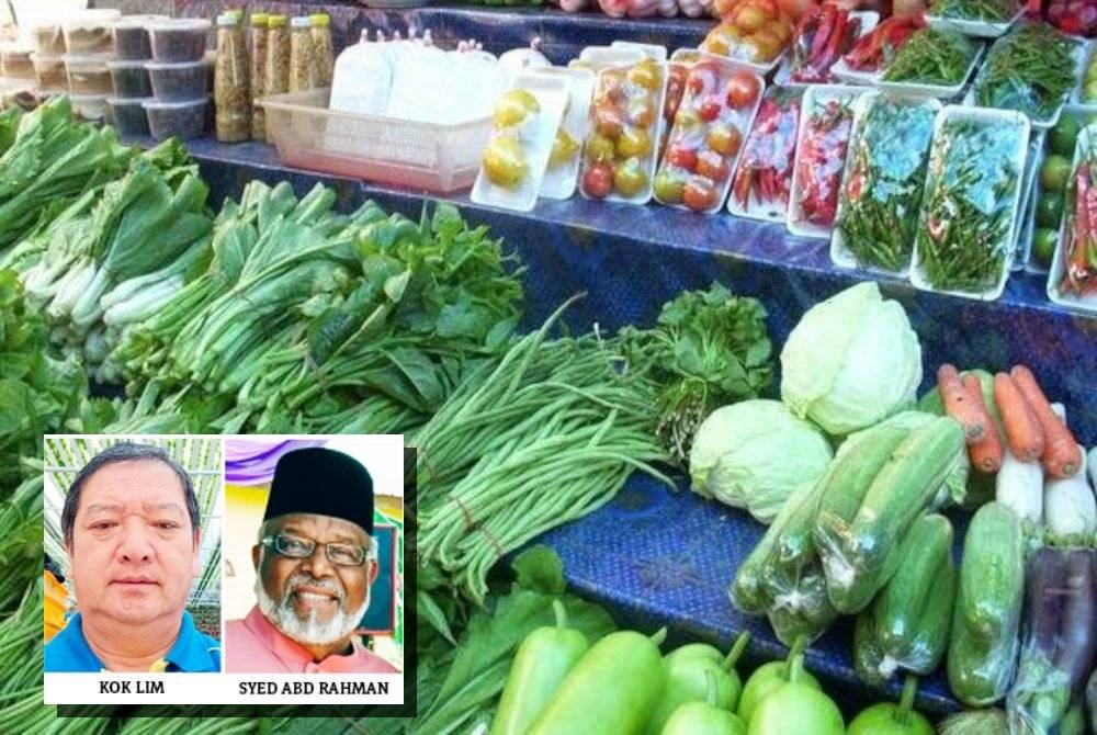 Harga beberapa jenis sayur-sayuran mengalami kenaikan antara 10 hingga 20 peratus sejak minggu lalu. Gambar kecil: Kok Lim (kiri), Syed Abd Rahman