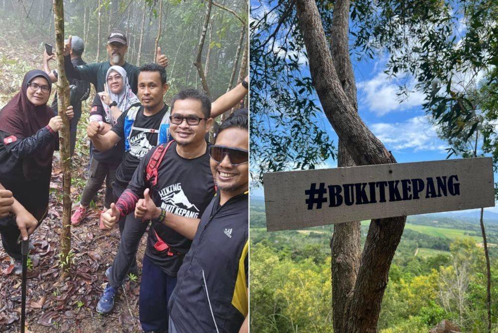 Trak yang perlu dilakui para pendaki Bukit Kepang, Machang (kiri), Permandangan indah dari Bukit Kepang.