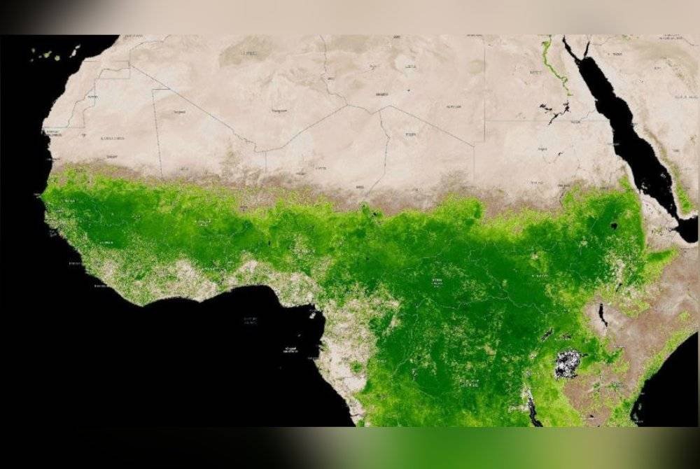 Imej dari Nasa yang menunjukkan Gurun Sahara semakin menghijau.