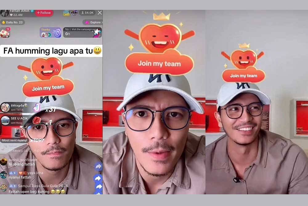 Tangkap layar sesi &#039;live&#039; Fattah Amin di TikTok pada malam Sabtu. Kredit: TikTok @anistaqwa