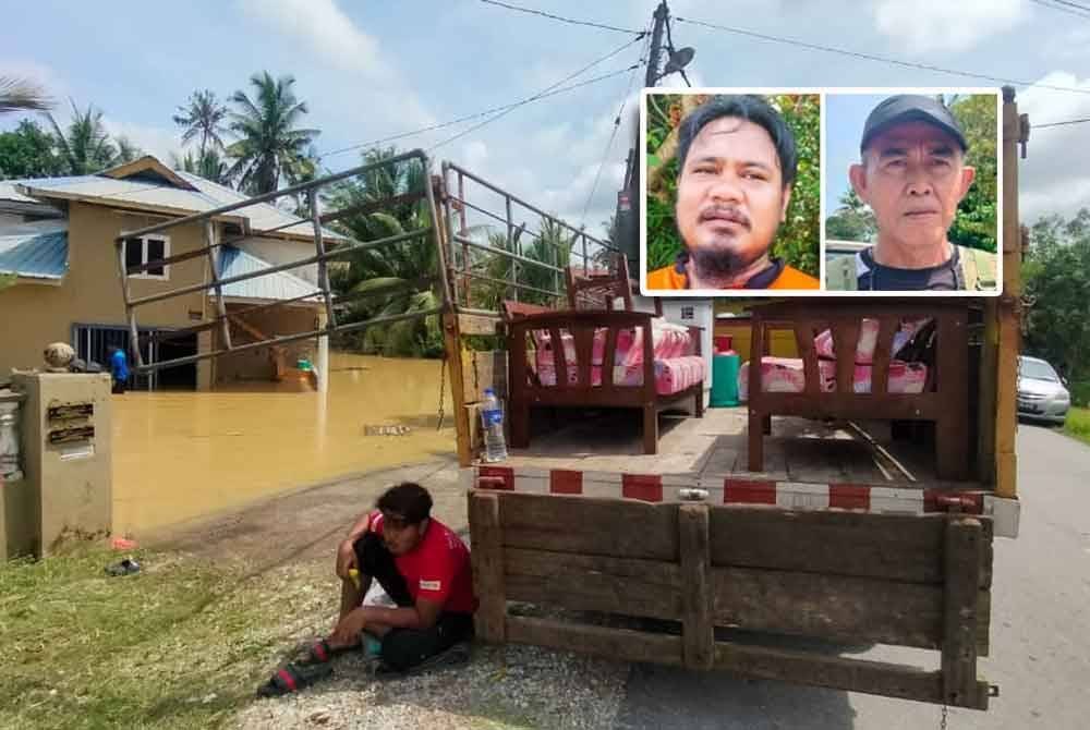 Penduduk memindahkan barangan ke tempat lebih selamat. Gambar kecil: Hakim dan Mohd Rosidi