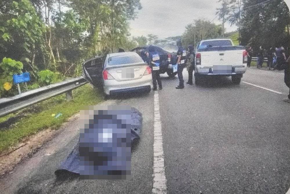 Suspek maut di tempat kejadian dalam kejadian berbalas tembakan di Jalan Slim Lama dekat Tanjung Malim pada Isnin.