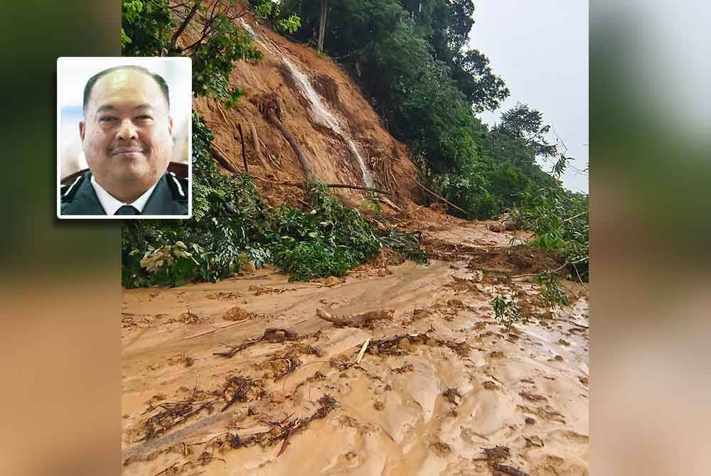 Keadaan tanah runtuh di Taman Melawati. Gambar kecil: Mohd Azam