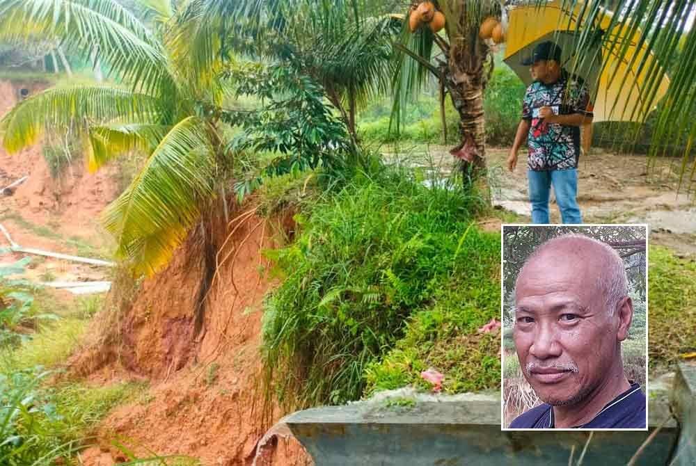 Suhaimi menunjukkan &#039;kawah gergasi&#039; yang berlaku. Gambar kecil: Shukor