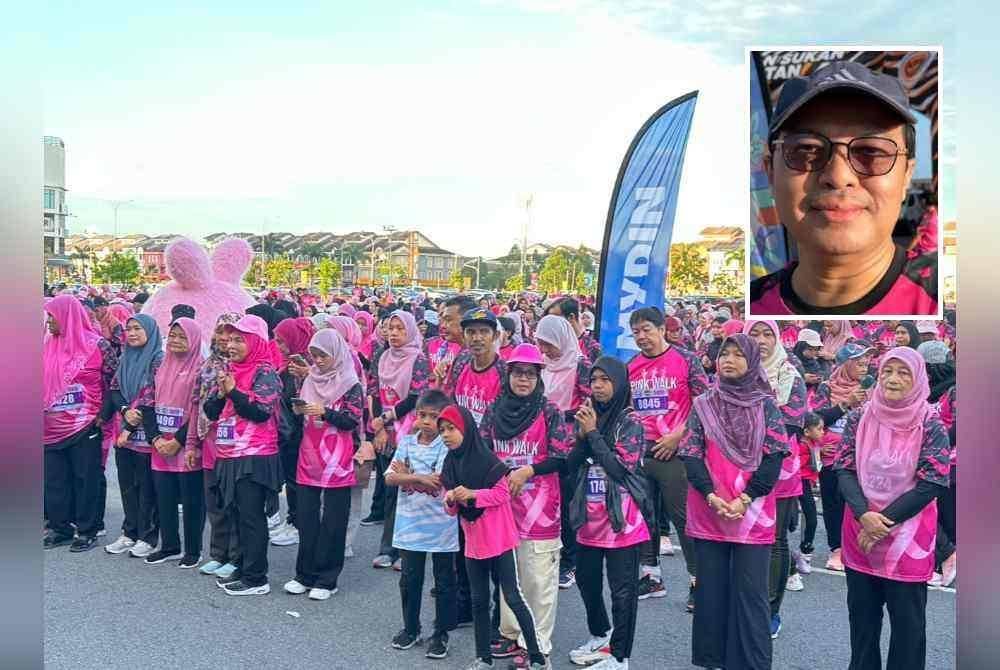 Peserta Pink Walk 2024 X Festival OHMYDIN terdiri dalam kalangan pesakit kanser dan orang awam. Gambar kecil: Dr Imi Sairi