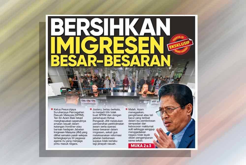 Laporan muka depan Sinar Harian pada Selasa.