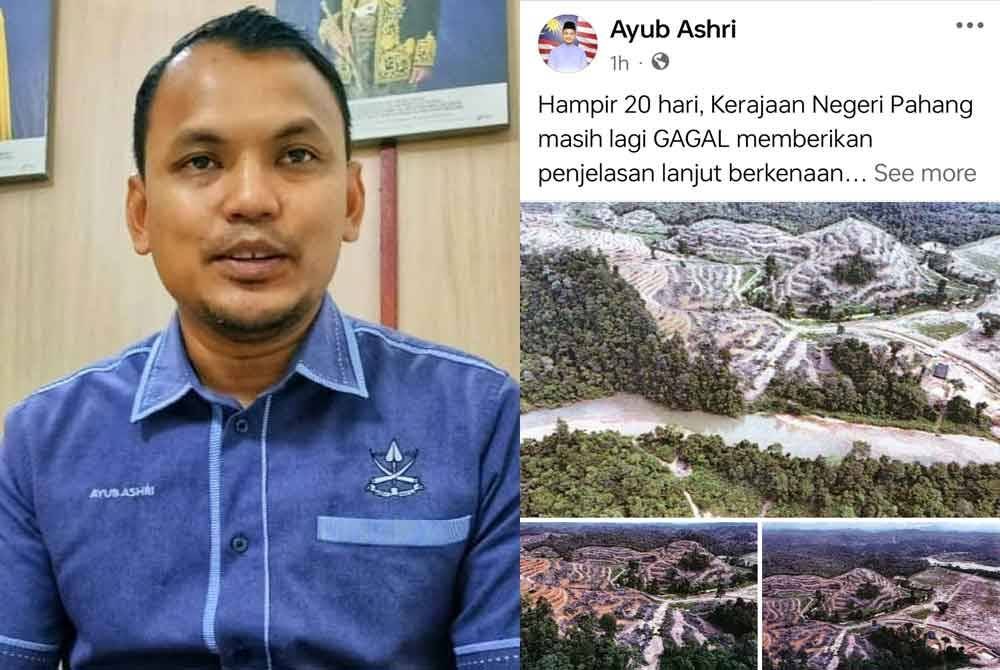 Hantaran terbaharu Muhammad Ayub berkaitan isu Hutan Sungai Lembing yang dimuat naik melalui Facebooknya pada Khamis