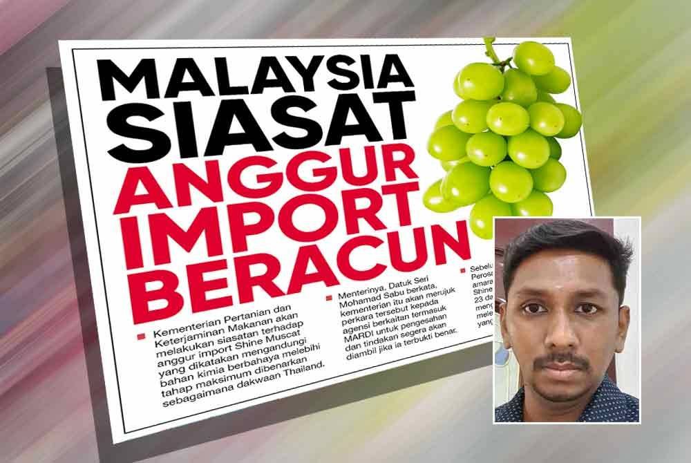 Laporan muka depan Sinar Harian pada Isnin. Gambar kecil: Saravanan