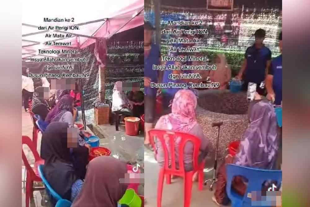 Tangkap layar video tular mengenai penggunaan air dari sebuah perigi di Rembau yang didakwa mampu memberi manfaat kesihatan.