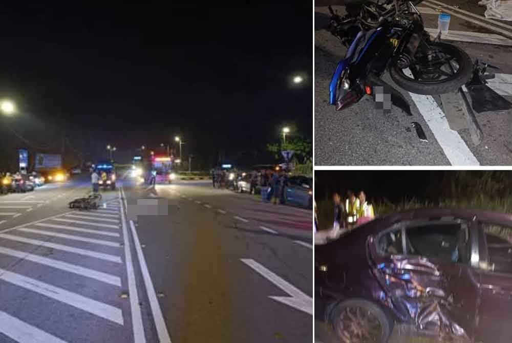 Remaja perempuan maut selepas terlibat kemalangan dengan sebuah kereta di kilometer 32.1 Jalan Seremban-Tampin dekat Pekan Chengkau di sini pada Rabu. Foto PDRM