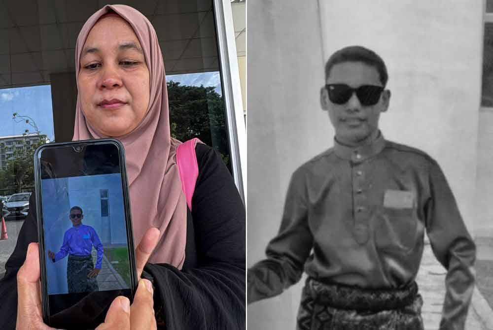 Nur Suraya menunjukkan gambar anak lelakinya, Muhammad Hariyz Akief ketika ditemui pemberita di Jabatan Forensik, Hospital Sultanah Bahiyah (HSB), di sini,pada Khamis.