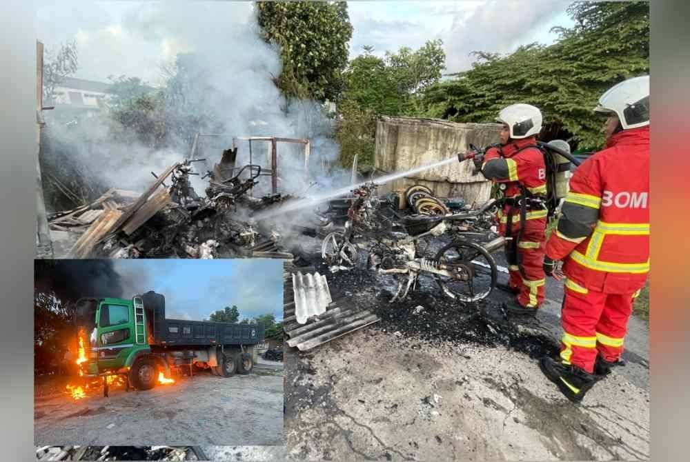 Sebanyak 11 motosikal musnah dalam kebakaran sebuah garaj di Lengkok Kampung Jawa 2, Bayan Lepas dekat sini pada Jumaat. Lori yang terbakar sebanyak 10 peratus berjaya diselamatkan oleh anggota bomba yang bertugas.