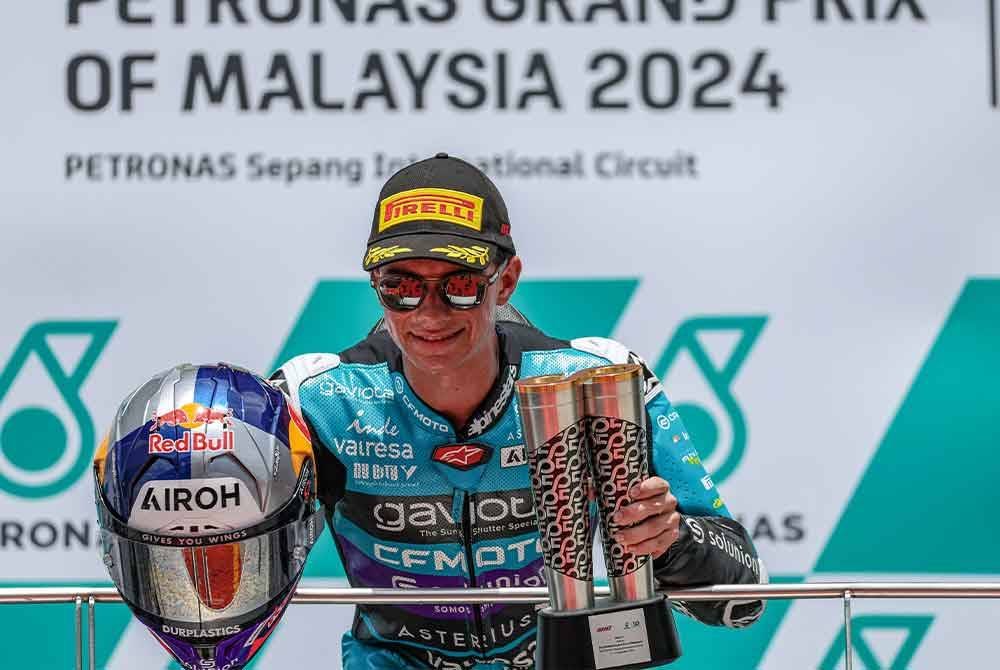 Alonso menjuarai perlumbaan Moto3 MotoGP Grand Prix (GP) Malaysia 2024 di Litar Antarabangsa Sepang (SIC) di sini hari ini. Foto Bernama