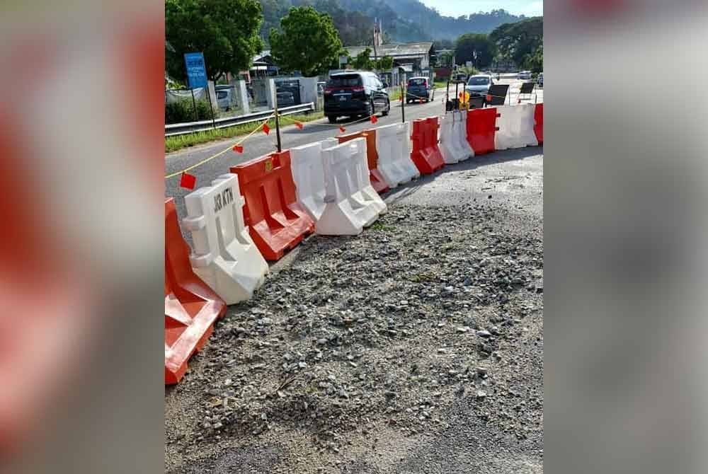 Lubang besar berkedalaman empat meter telah ditimbus menggunakan batu penghancur dan pasir untuk mengurangkan risiko kecelakaan.